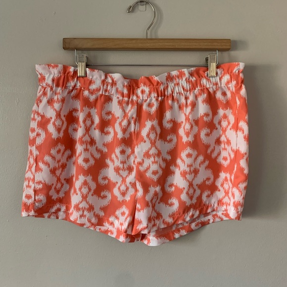 NWT Mud Pie Delaney Pull on Shorts Sherbet Ikat Orange White Large 12-14 - Picture 2 of 10
